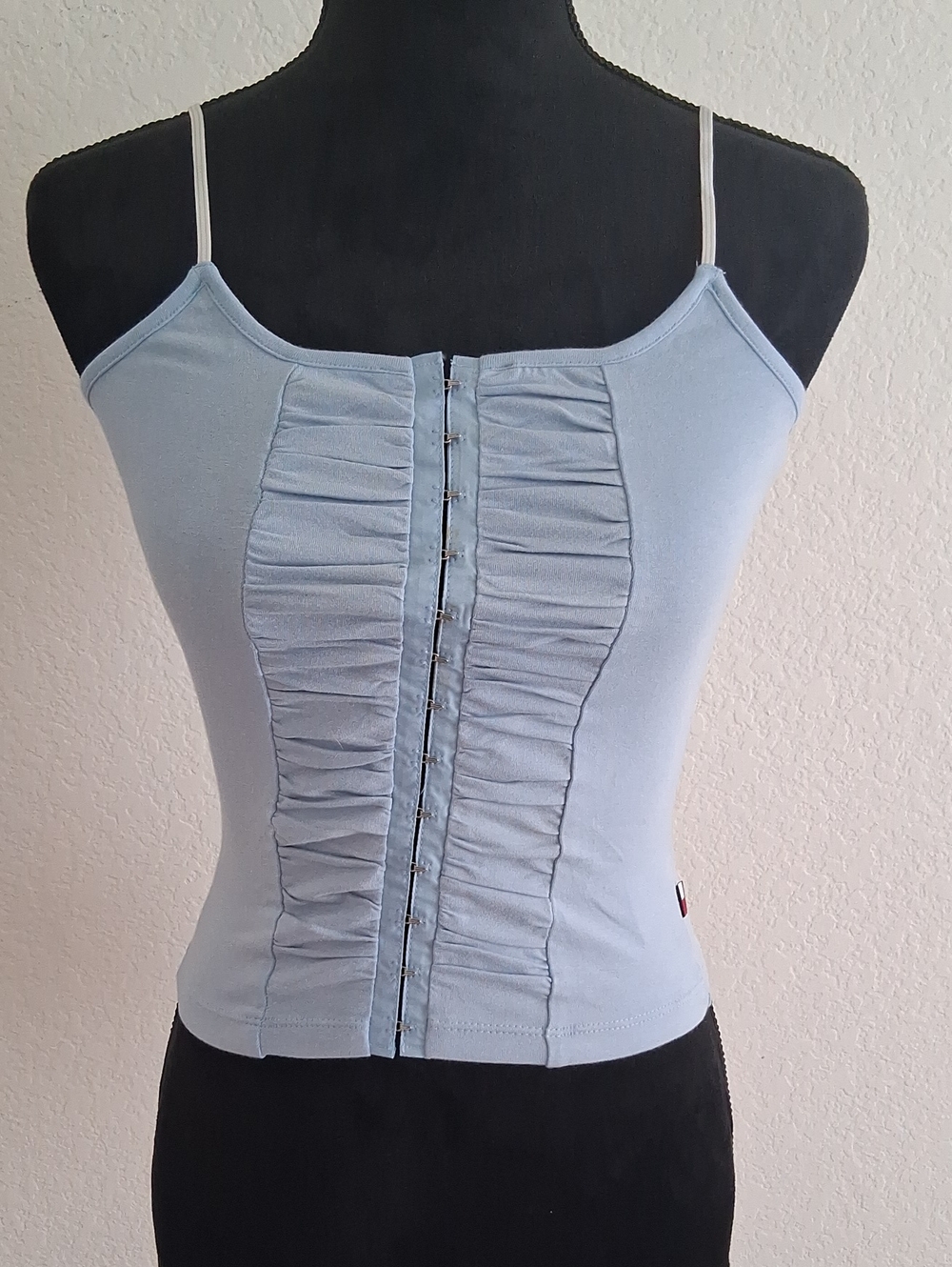Tommy Hilfiger Light Blue Ruffle-Front Hook Cami